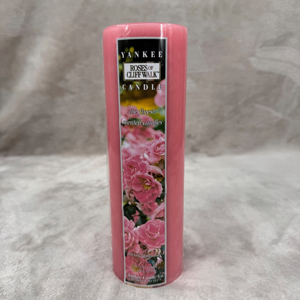 Yankee Candle Roses of Cliff Walk Retired Pink Pillar Candle 9" Sealed 150 Hours